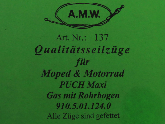 Kabel Puch Maxi gaskabel met elleboog A.M.W.
